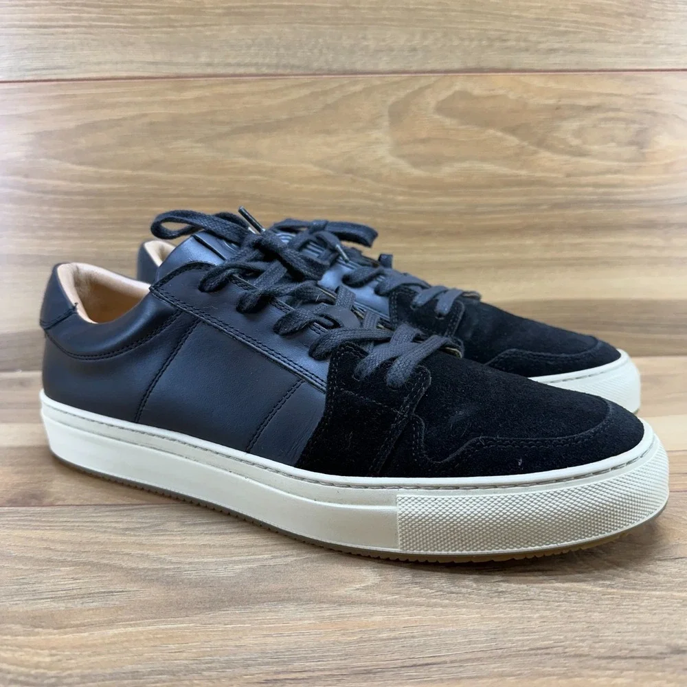 Greats‎ Brooklyn Sneakers Mens 11 Black Suede and Leather Low Top Modern Casual